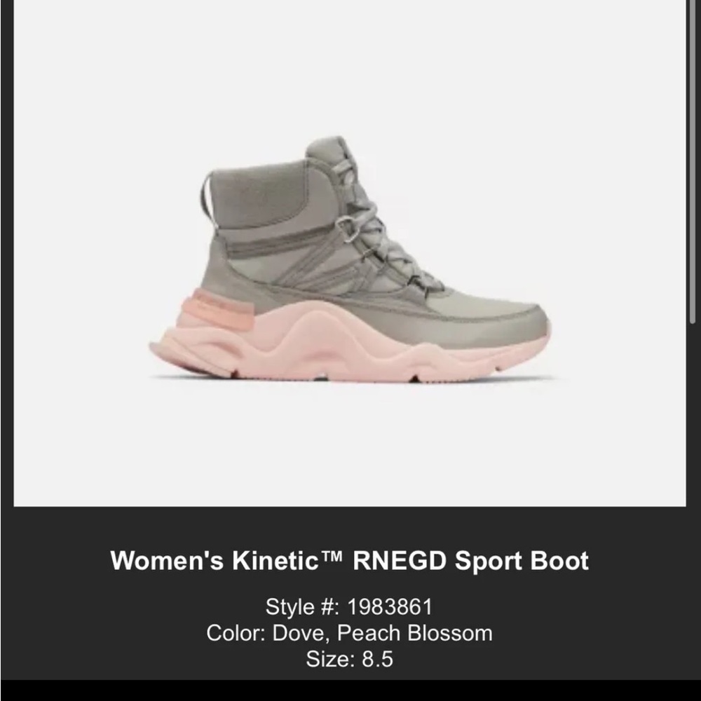 Sorel Womens RNEGD Kinetic Sport Boots Peach Blossom Pink Gray New 8.5
